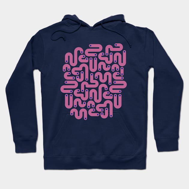 JELLY BEANS Squiggly New Wave Postmodern Abstract 1980s Geometric in Peony Purple with Blue Dots - UnBlink Studio by Jackie Tahara Hoodie by UnBlink Studio by Jackie Tahara